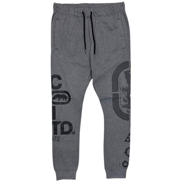 Ecko Unltd Men's Sweatpants Puff Print Heather Grey Marled Fleece Jogger - Picture 1 of 5